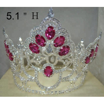 Full Round Pink Stone Pageant Crown